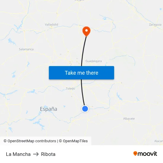 La Mancha to Ribota map
