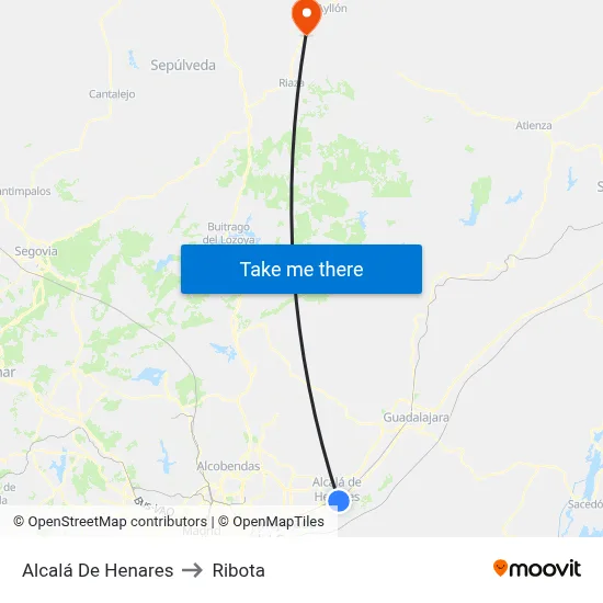 Alcalá De Henares to Ribota map