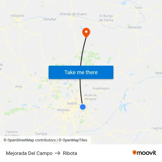 Mejorada Del Campo to Ribota map