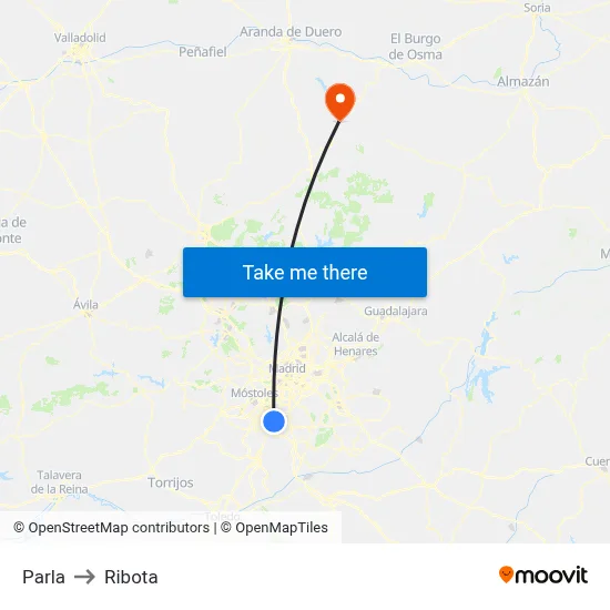 Parla to Ribota map