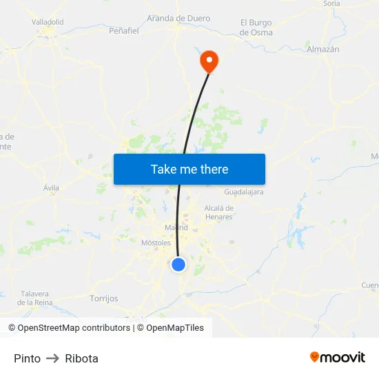 Pinto to Ribota map