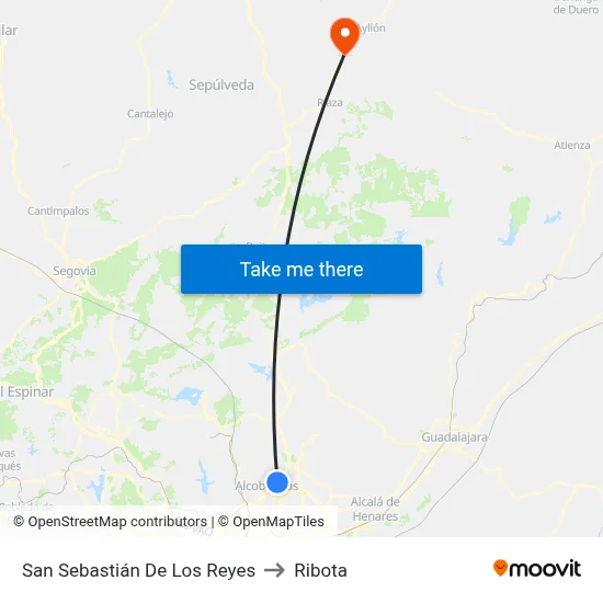 San Sebastián De Los Reyes to Ribota map