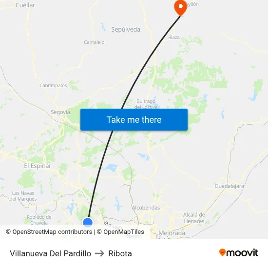 Villanueva Del Pardillo to Ribota map