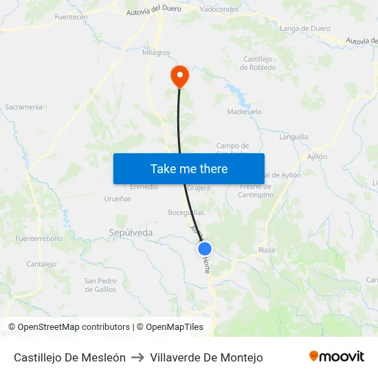 Castillejo De Mesleón to Villaverde De Montejo map