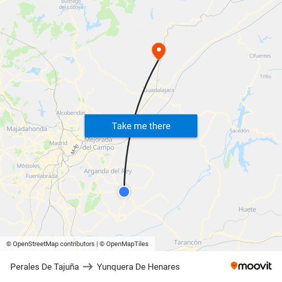 Perales De Tajuña to Yunquera De Henares map