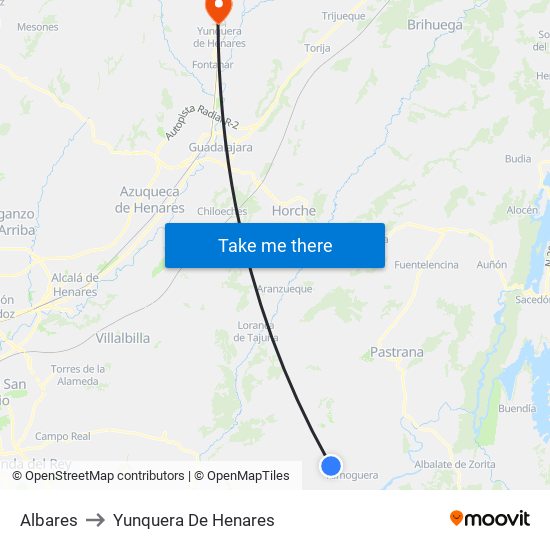 Albares to Yunquera De Henares map