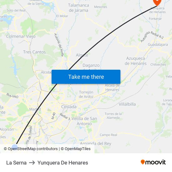 La Serna to Yunquera De Henares map