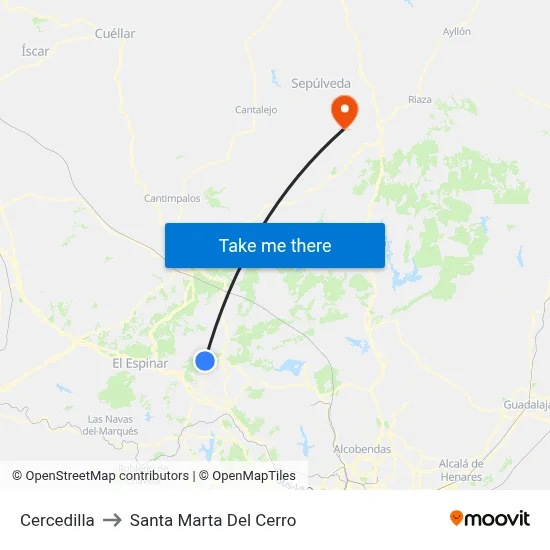 Cercedilla to Santa Marta Del Cerro map