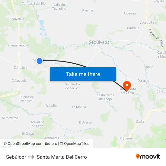 Sebúlcor to Santa Marta Del Cerro map