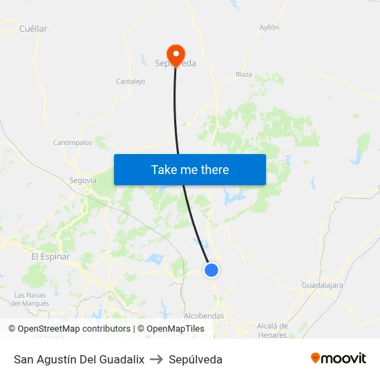 San Agustín Del Guadalix to Sepúlveda map