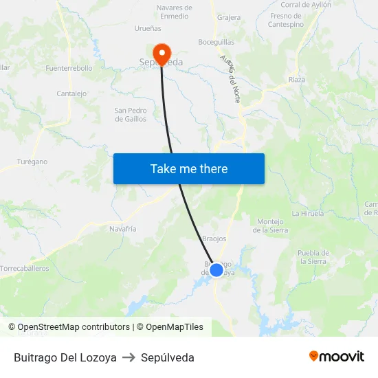 Buitrago Del Lozoya to Sepúlveda map
