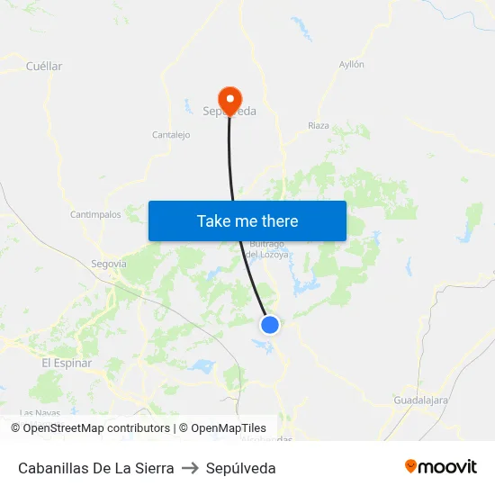 Cabanillas De La Sierra to Sepúlveda map