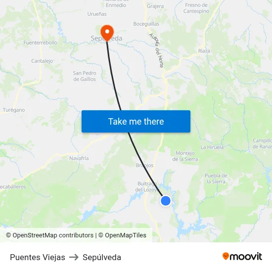 Puentes Viejas to Sepúlveda map