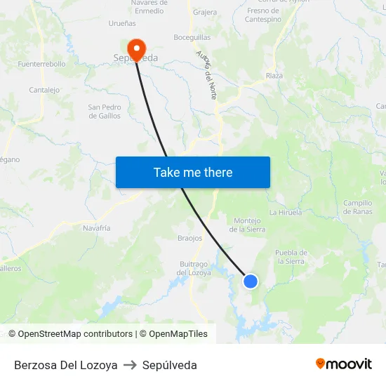 Berzosa Del Lozoya to Sepúlveda map