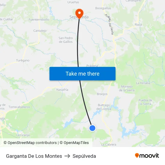 Garganta De Los Montes to Sepúlveda map