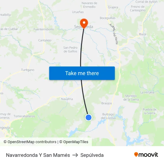 Navarredonda Y San Mamés to Sepúlveda map
