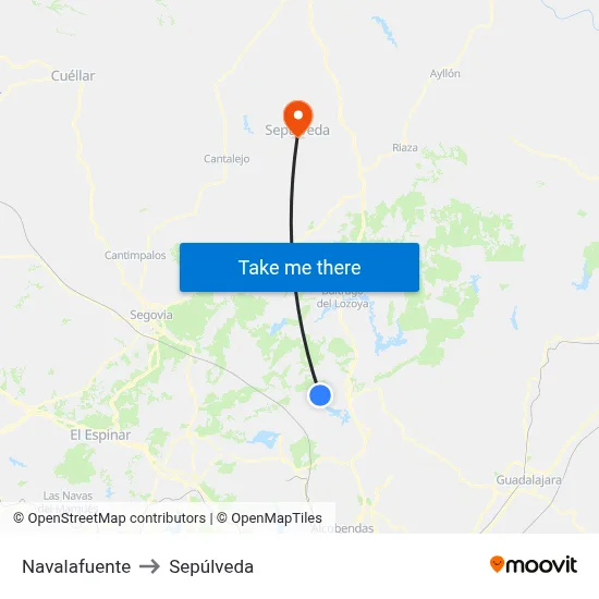 Navalafuente to Sepúlveda map