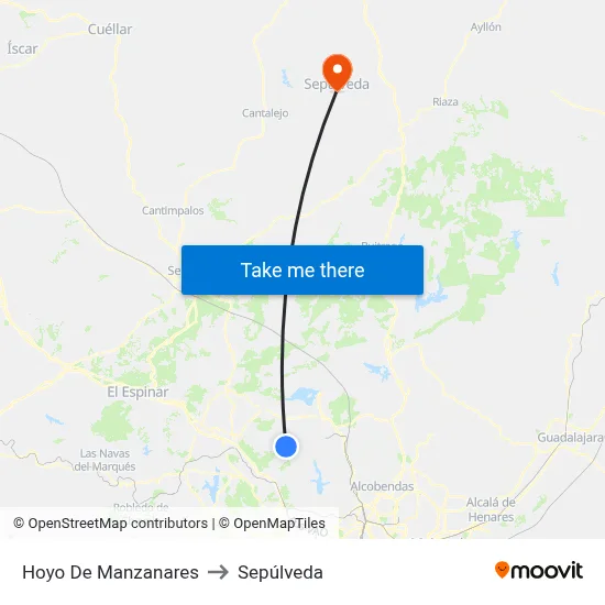 Hoyo De Manzanares to Sepúlveda map