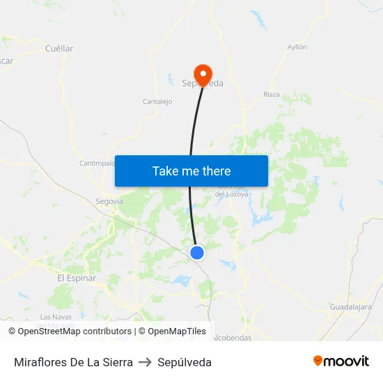 Miraflores De La Sierra to Sepúlveda map