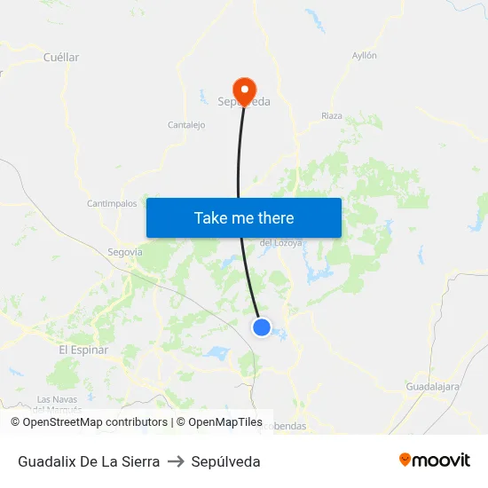 Guadalix De La Sierra to Sepúlveda map