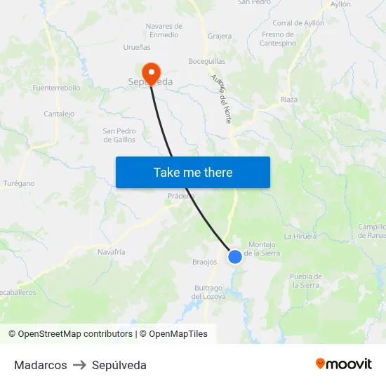 Madarcos to Sepúlveda map