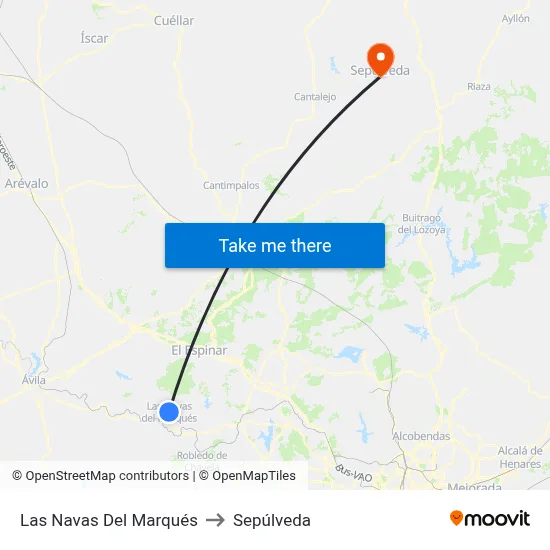 Las Navas Del Marqués to Sepúlveda map