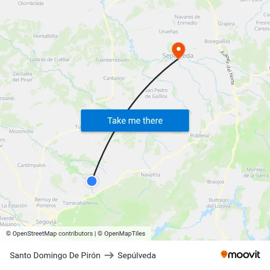 Santo Domingo De Pirón to Sepúlveda map