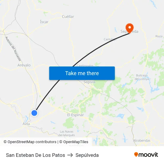 San Esteban De Los Patos to Sepúlveda map