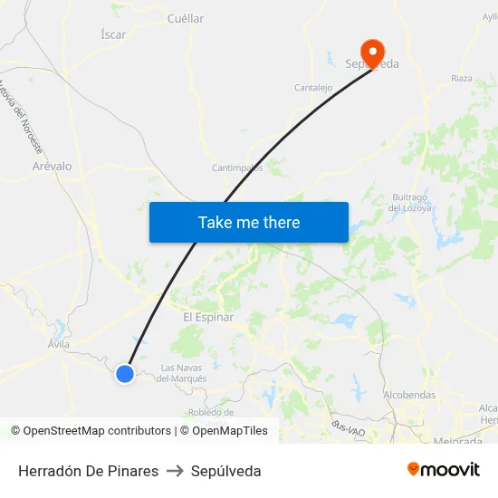 Herradón De Pinares to Sepúlveda map