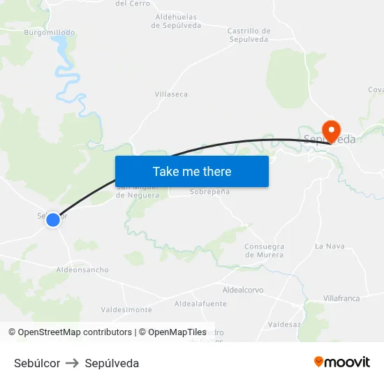 Sebúlcor to Sepúlveda map