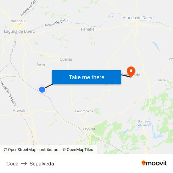 Coca to Sepúlveda map
