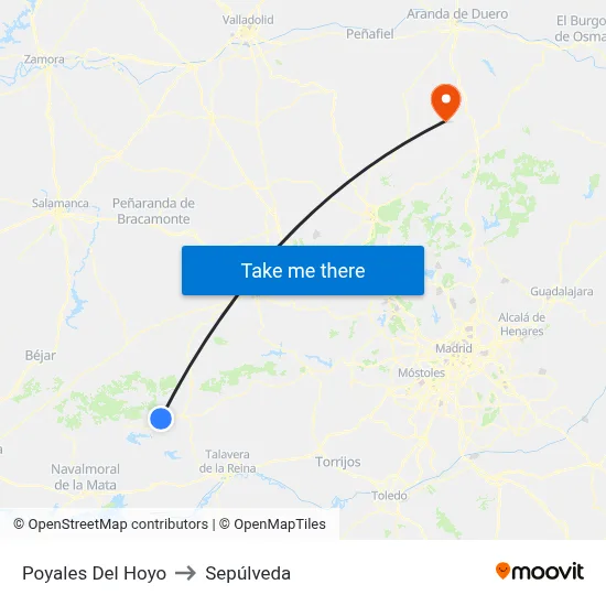 Poyales Del Hoyo to Sepúlveda map