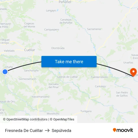 Fresneda De Cuéllar to Sepúlveda map