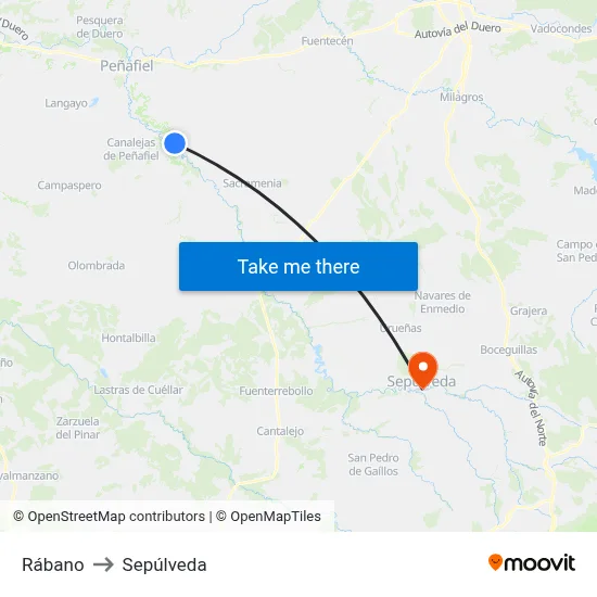 Rábano to Sepúlveda map