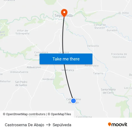 Castroserna De Abajo to Sepúlveda map