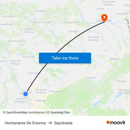 Hontanares De Eresma to Sepúlveda map