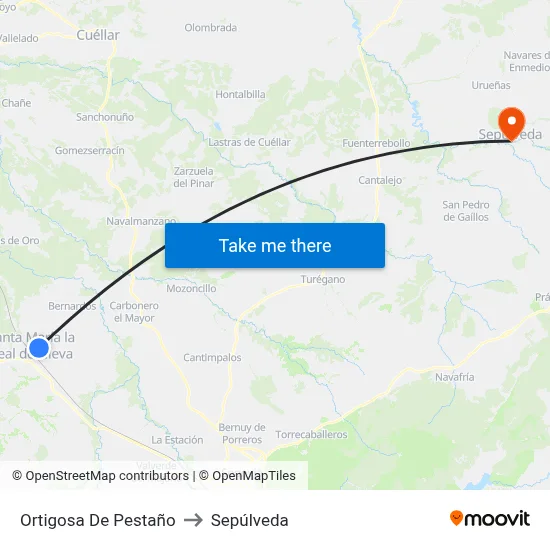 Ortigosa De Pestaño to Sepúlveda map
