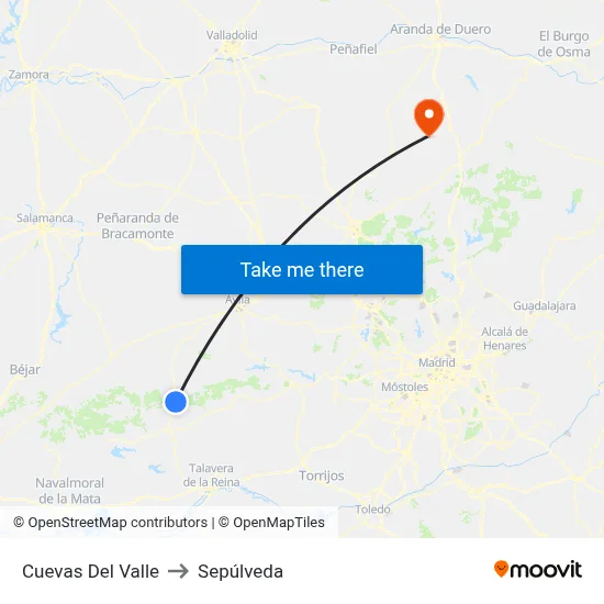 Cuevas Del Valle to Sepúlveda map