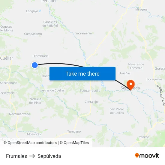Frumales to Sepúlveda map