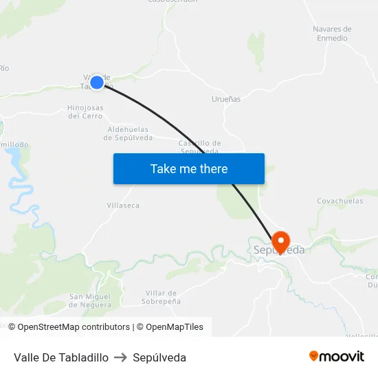 Valle De Tabladillo to Sepúlveda map