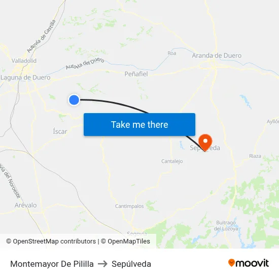 Montemayor De Pililla to Sepúlveda map