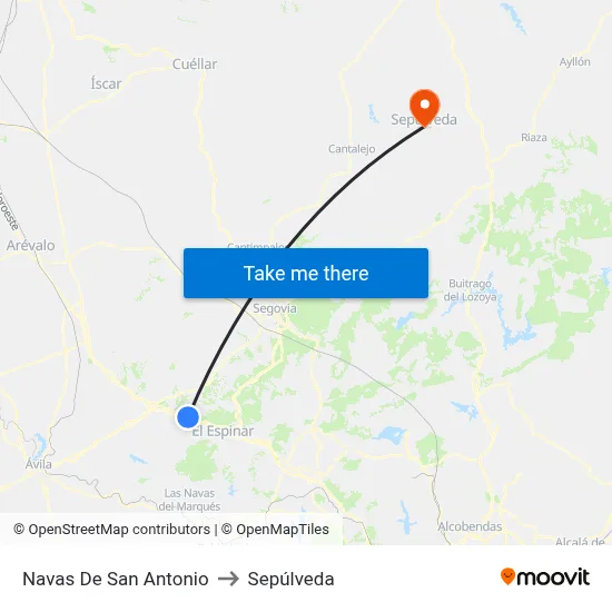Navas De San Antonio to Sepúlveda map