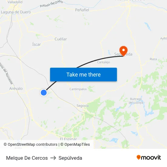 Melque De Cercos to Sepúlveda map