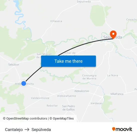 Cantalejo to Sepúlveda map