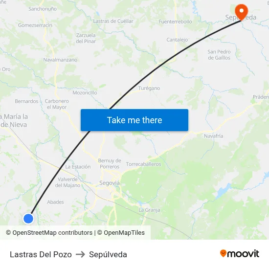 Lastras Del Pozo to Sepúlveda map