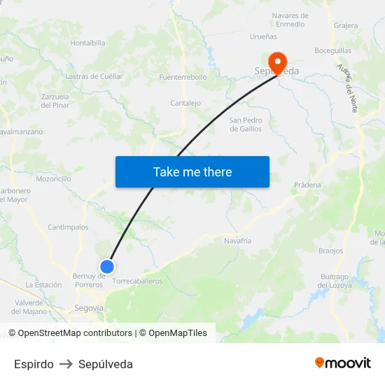 Espirdo to Sepúlveda map