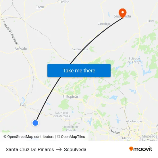 Santa Cruz De Pinares to Sepúlveda map