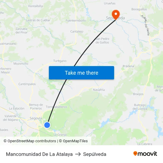 Mancomunidad De La Atalaya to Sepúlveda map