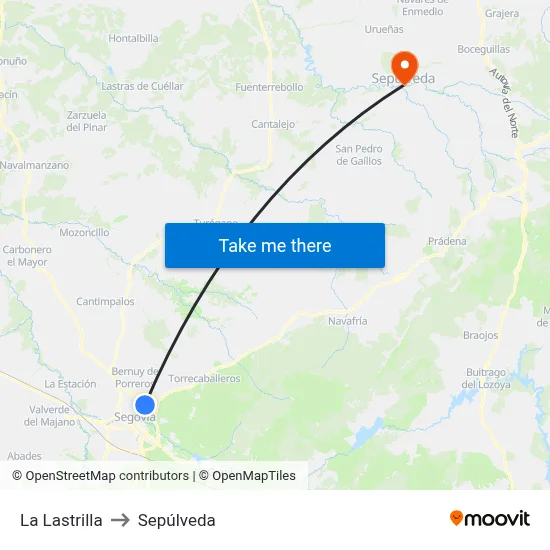 La Lastrilla to Sepúlveda map