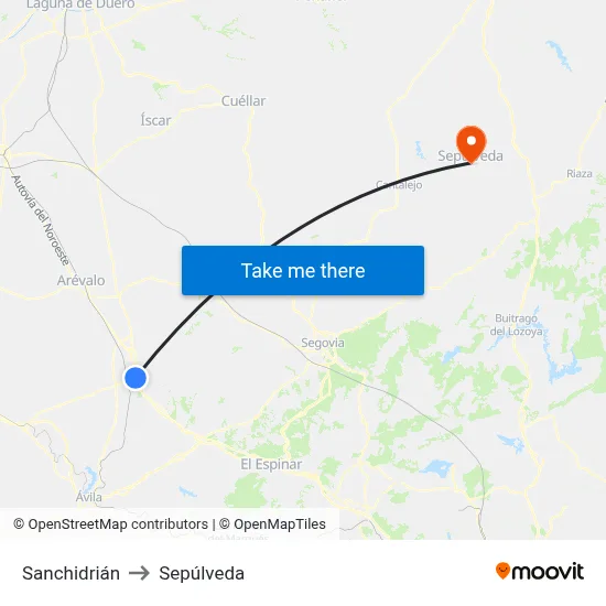Sanchidrián to Sepúlveda map